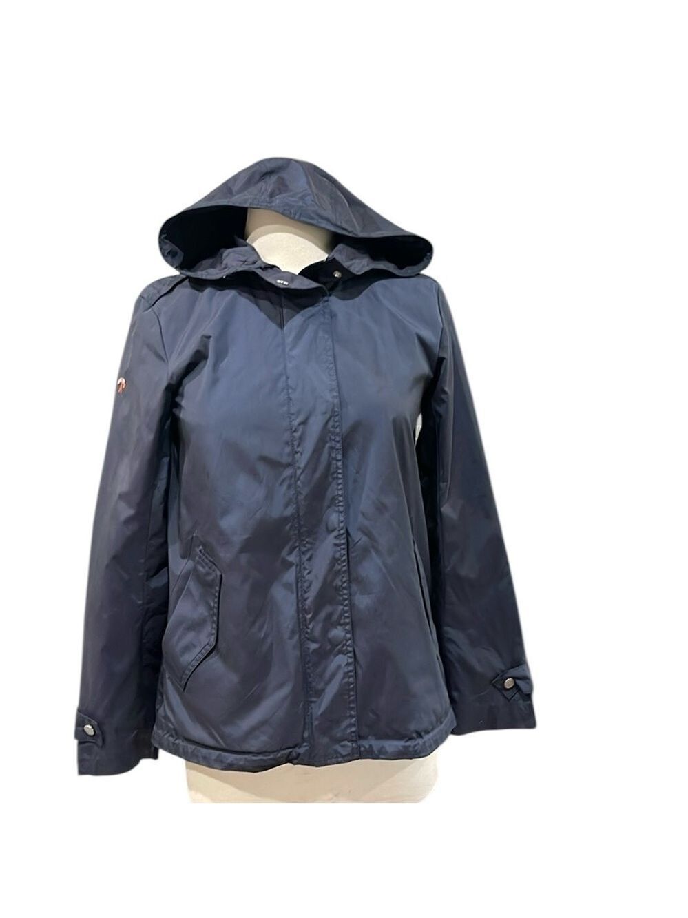 Cole Haan Packable Hooded Rain Jacket Lined Navy Blue SZ XS